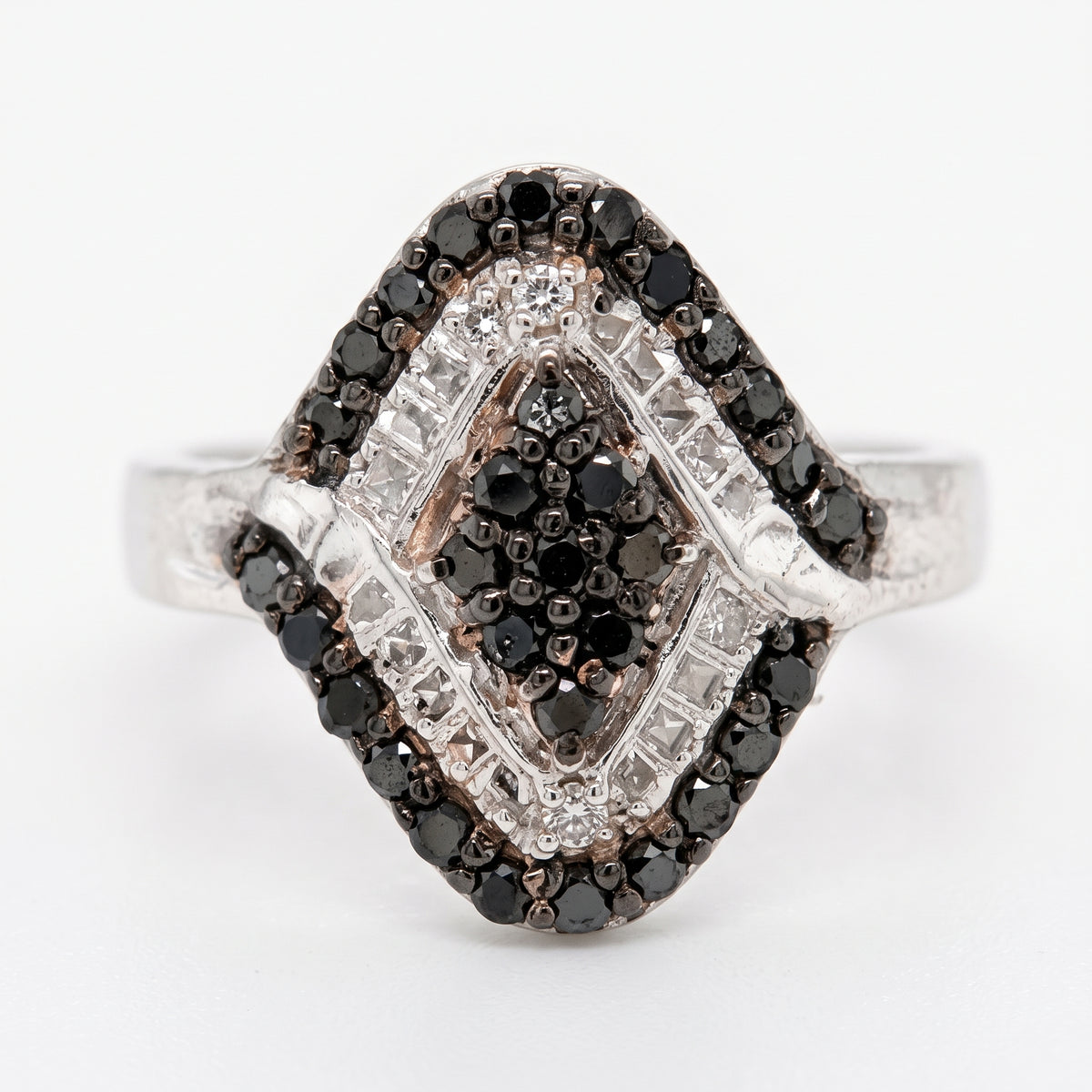 Sterling Silver 0.50ctw Black & White Diamond Wrap Ring