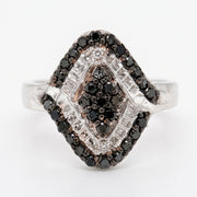 Sterling Silver 0.50ctw Black & White Diamond Wrap Ring