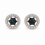 Sterling Silver 0.10ctw Blue Diamond Star Halo Stud Earrings