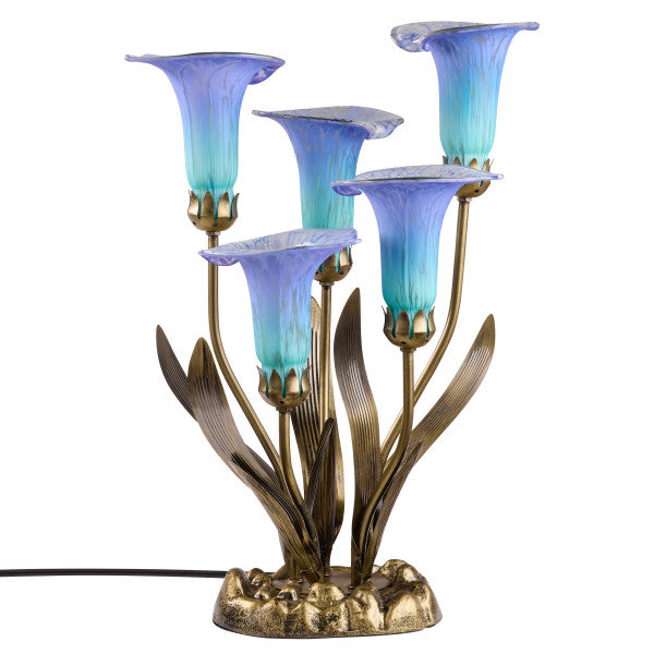 Tiffany-Style Lighting 20" Hand Blown Glass 5 Calla Lily Uplight Accent Lamp