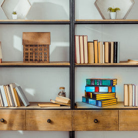 Tiffany-Style Lighting 5.75" Multi-Colored Book Stack Stained Glass Accent Lamp