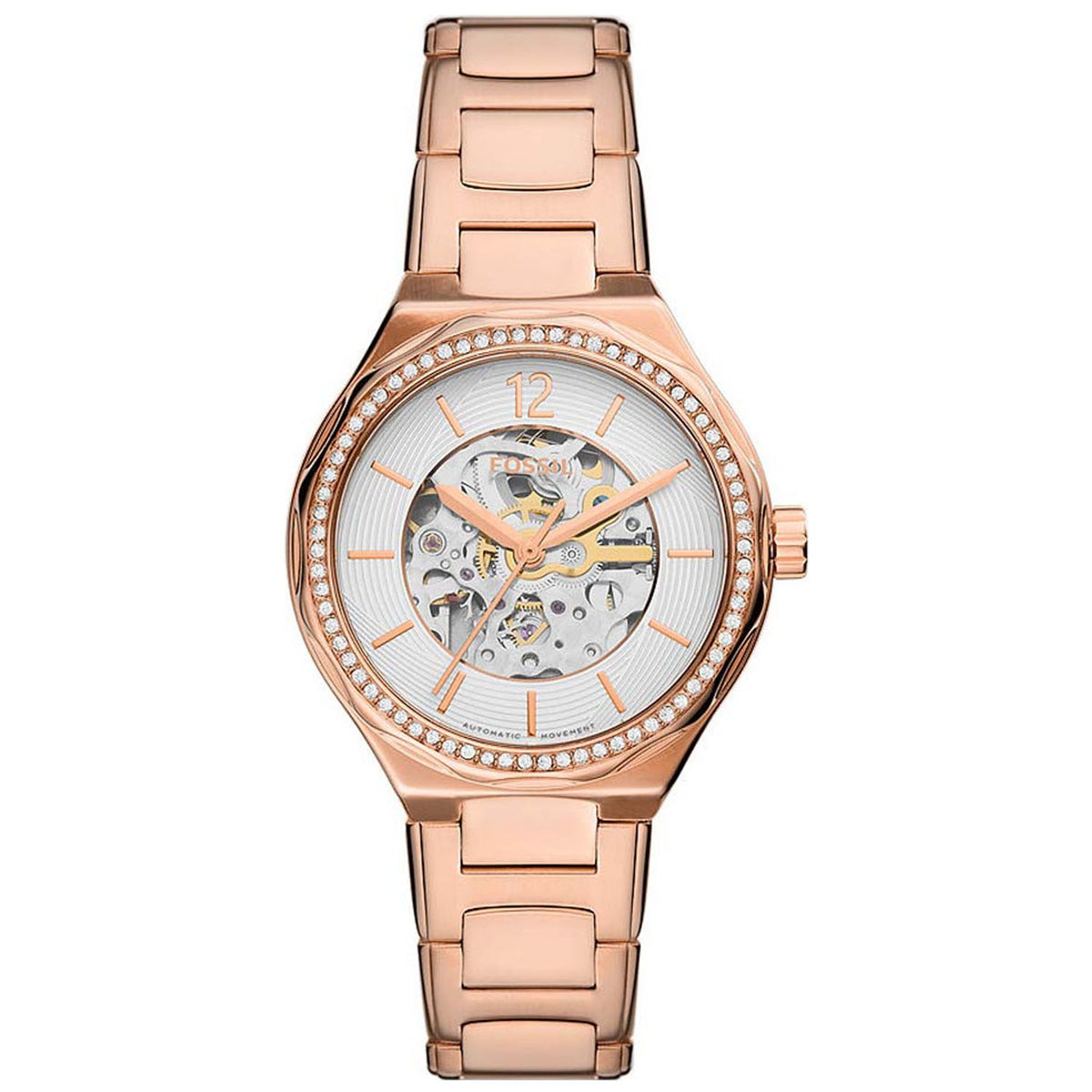 Fossil Women's Eevie 36mm Automatic Crystal Bezel Open Dial Bracelet Watch