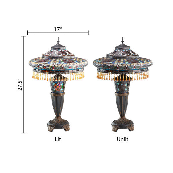 Tiffany-Style Lighting 27.5" Parisian Antiqued Bell Shade Stained Glass Table Lamp