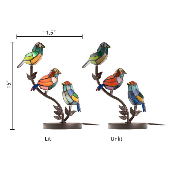 Tiffany-Style Lighting 15" Stained Glass Bird Novelty Table Lamp