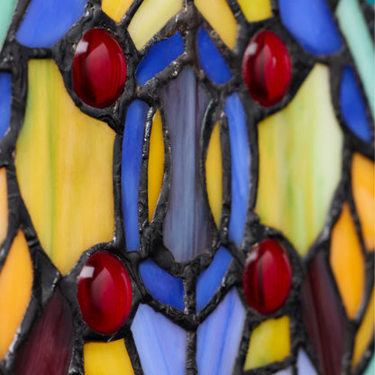 Tiffany-Style Lighting 30" Blue Multi Fleur De Lis Stained Glass Pub Window Panel