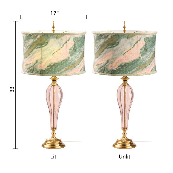 Tiffany-Style Lighting 33" Romance Drum Shade Geometric Glass Table Lamp