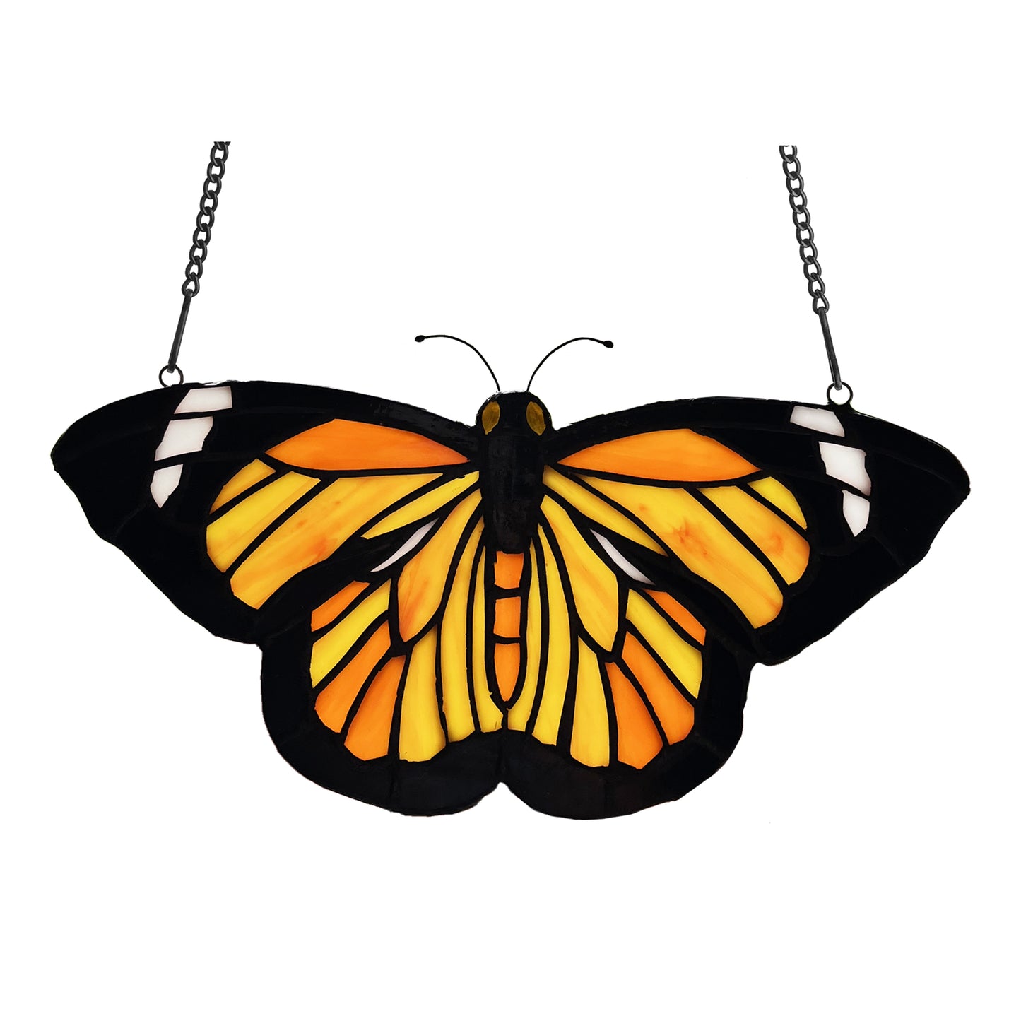 Tiffany-Style Lighting 6.5" Yellow and Orange Butterfly Stained Glass Window Panel