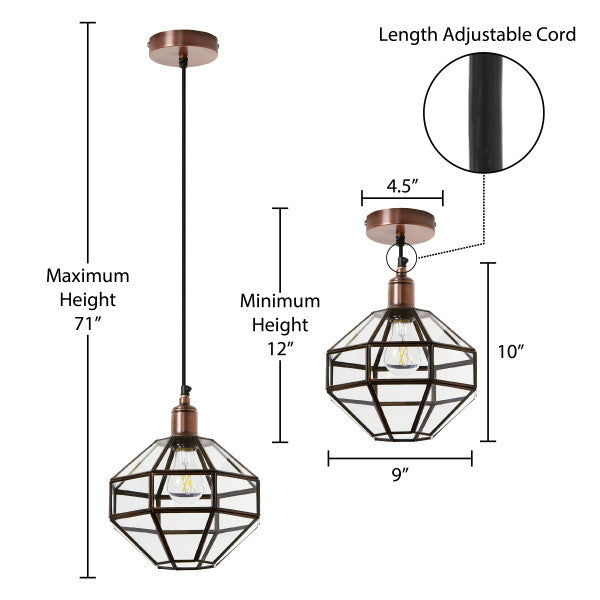 Tiffany-Style Lighting 9" Bettany Bohemian Clear Globe Shade Pendant Light