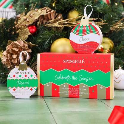 Spongellé Celebrate the Season Holiday Ornament Body Wash Infused Buffer Gift Set