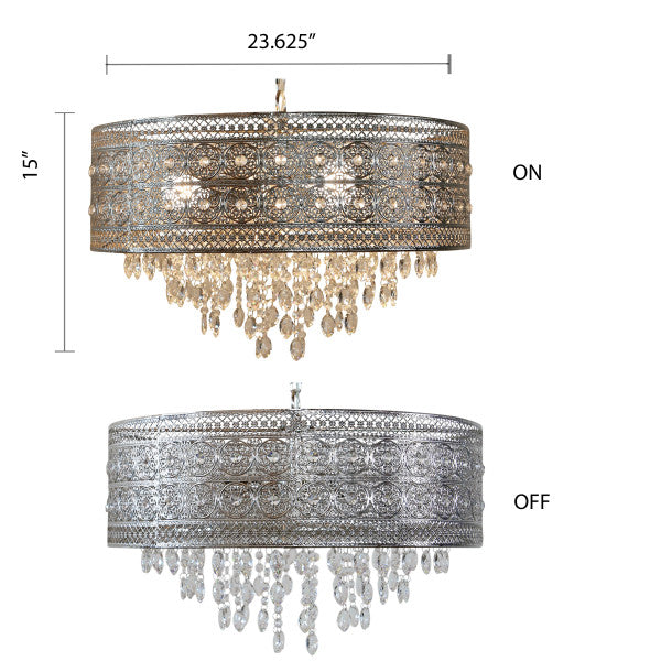 Tiffany-Style Lighting 24" Brielle Polished Nickel & Crystal 3-Light Chandelier