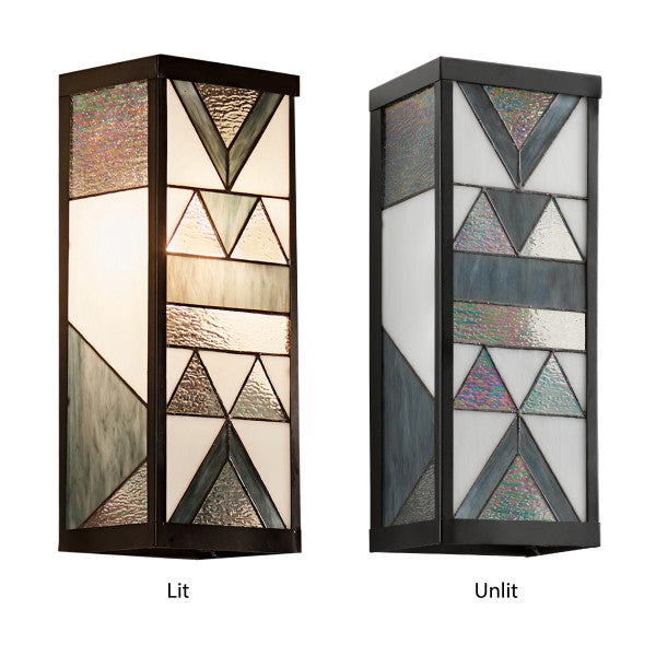Tiffany-Style Lighting 16.25" 1-Light Rectangular Geometric Stained Glass Outdoor Wall Sconce