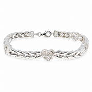 Sterling Silver 0.25ctw Diamond Cluster Station Open Link Bracelet