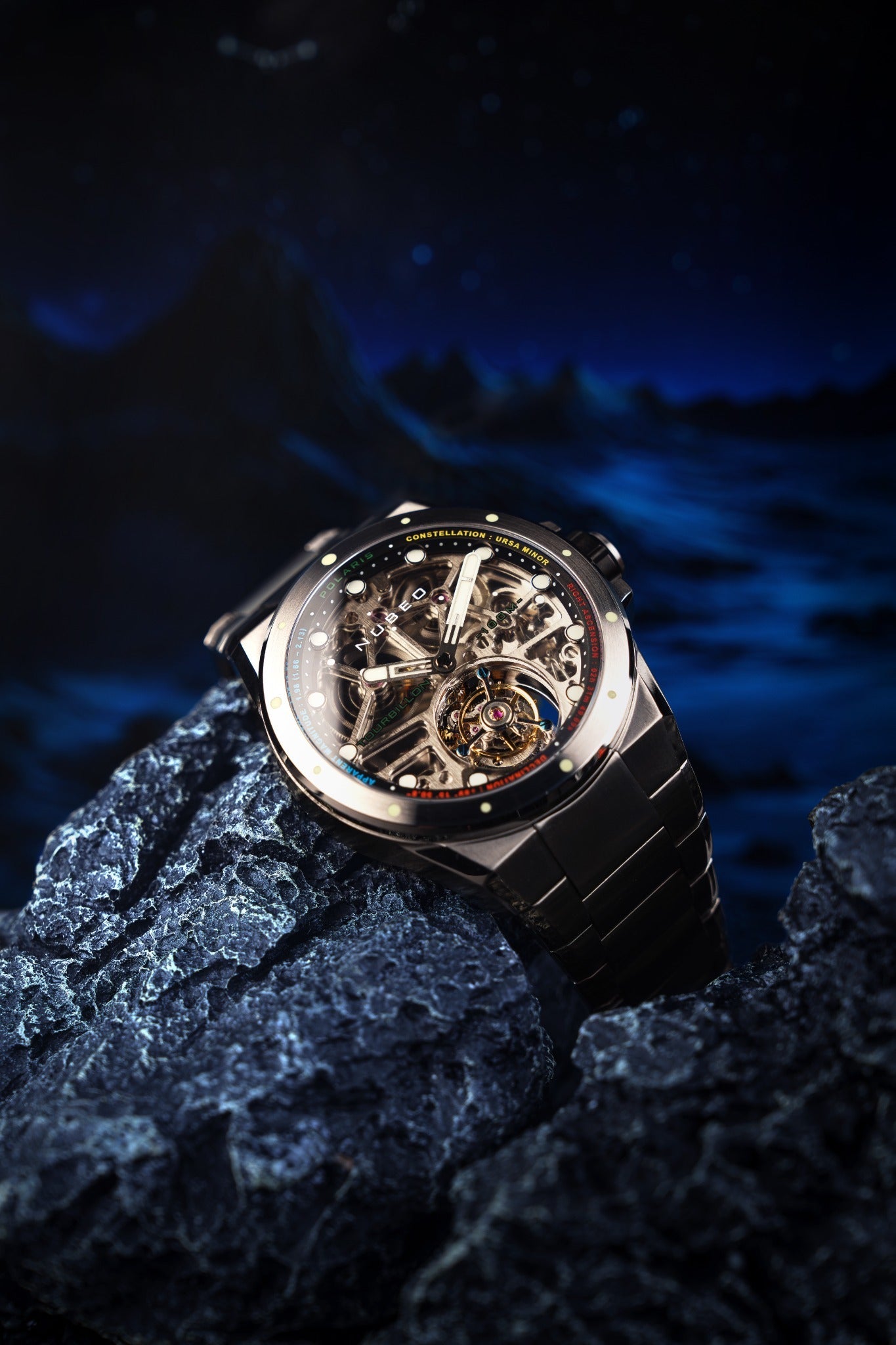 Nubeo Men's 46mm Polaris Tourbillion Mechanical Limited Edition Skeletonized Watch