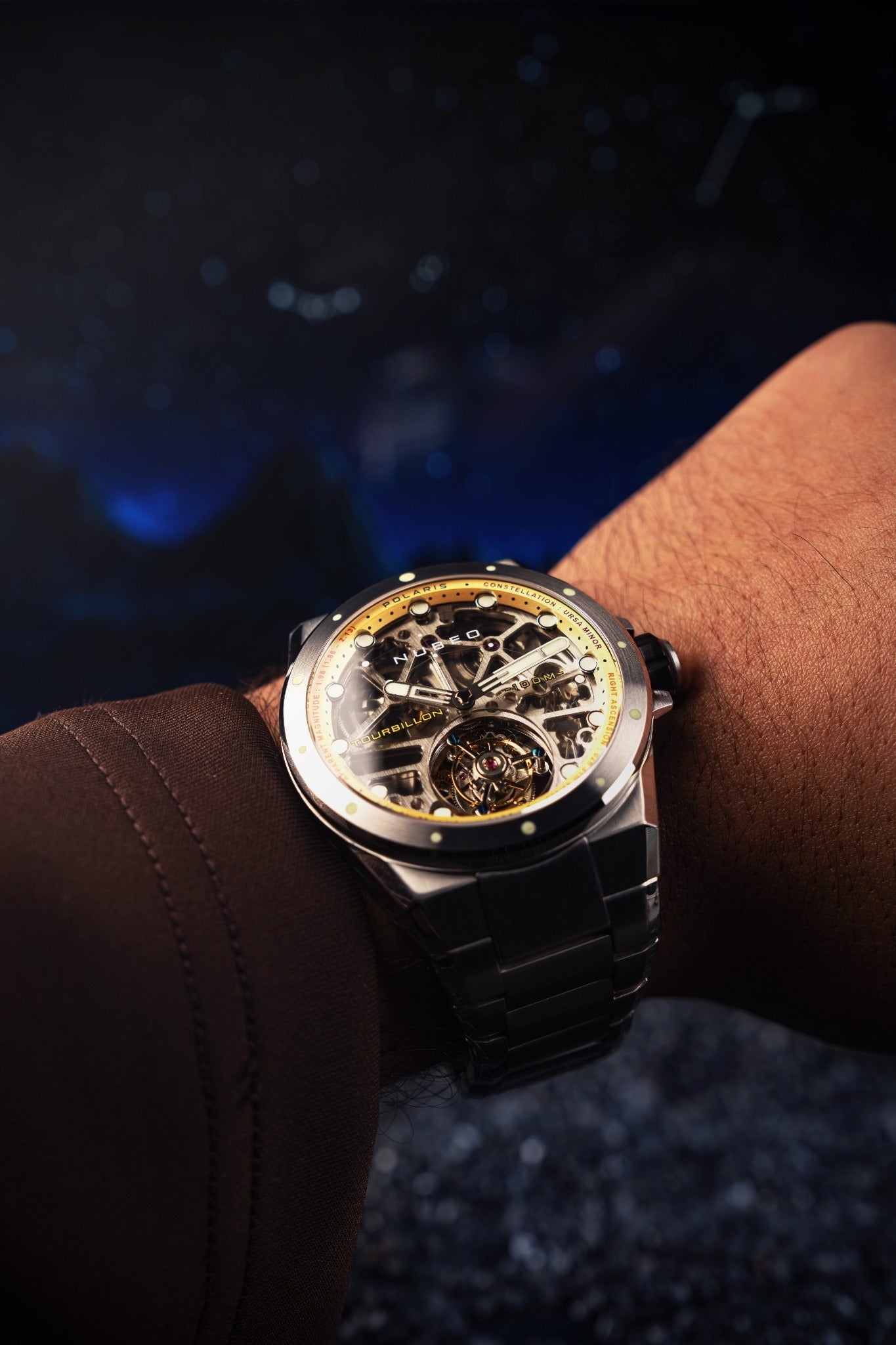 Nubeo Men's 46mm Polaris Tourbillion Mechanical Limited Edition Skeletonized Watch