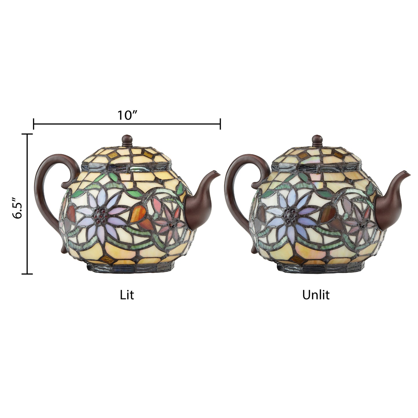 Tiffany-Style Lighting 6.5" Yellow Multi Stained Glass Teapot Accent Lamp