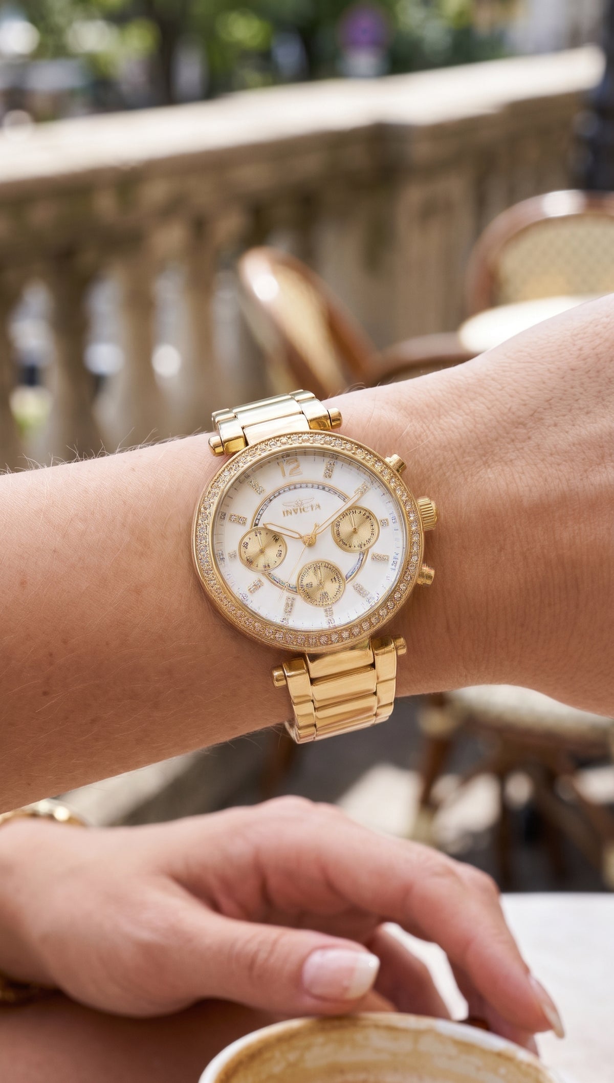 Invicta Women's 36mm Angel Quartz Chronograph Crystal Bezel Bracelet Watch