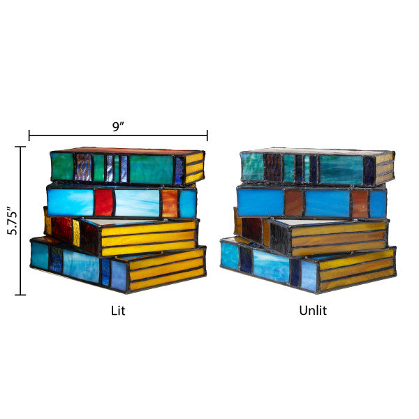Tiffany-Style Lighting 5.75" Multi-Colored Book Stack Stained Glass Accent Lamp