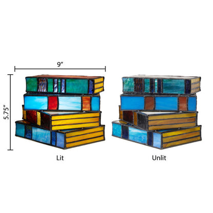 Tiffany-Style Lighting 5.75" Multi-Colored Book Stack Stained Glass Accent Lamp