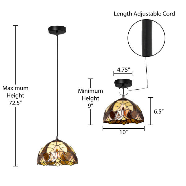Tiffany-Style Lighting Halston Adjustable Height Amber Dome Pendant