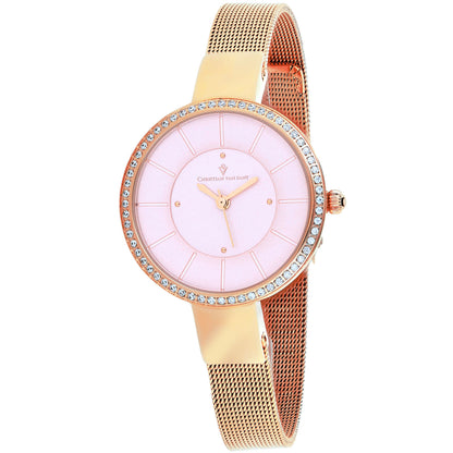 Christian Van Sant Women's 32mm Reign Quartz Crystal Bezel Mesh Bracelet Watch