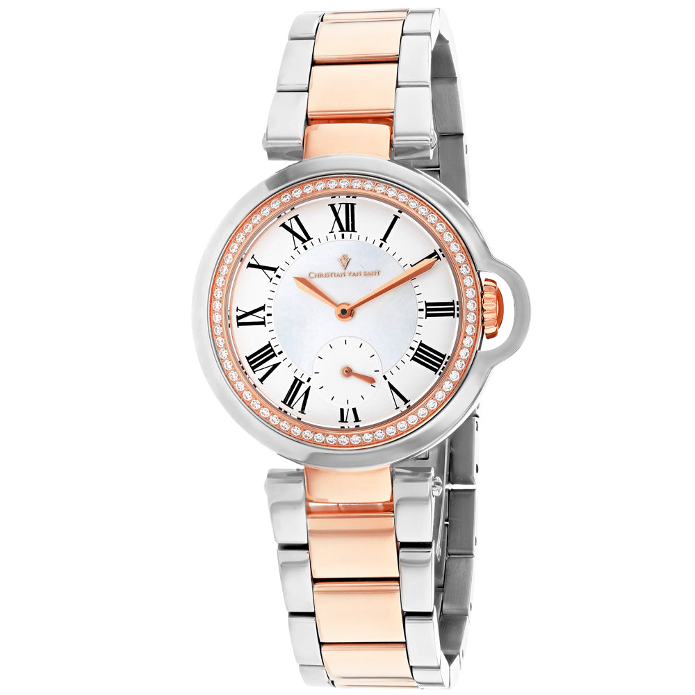 Christian Van Sant Women's 35mm Cybele Quartz MOP Dial Crystal Bezel Bracelet Watch
