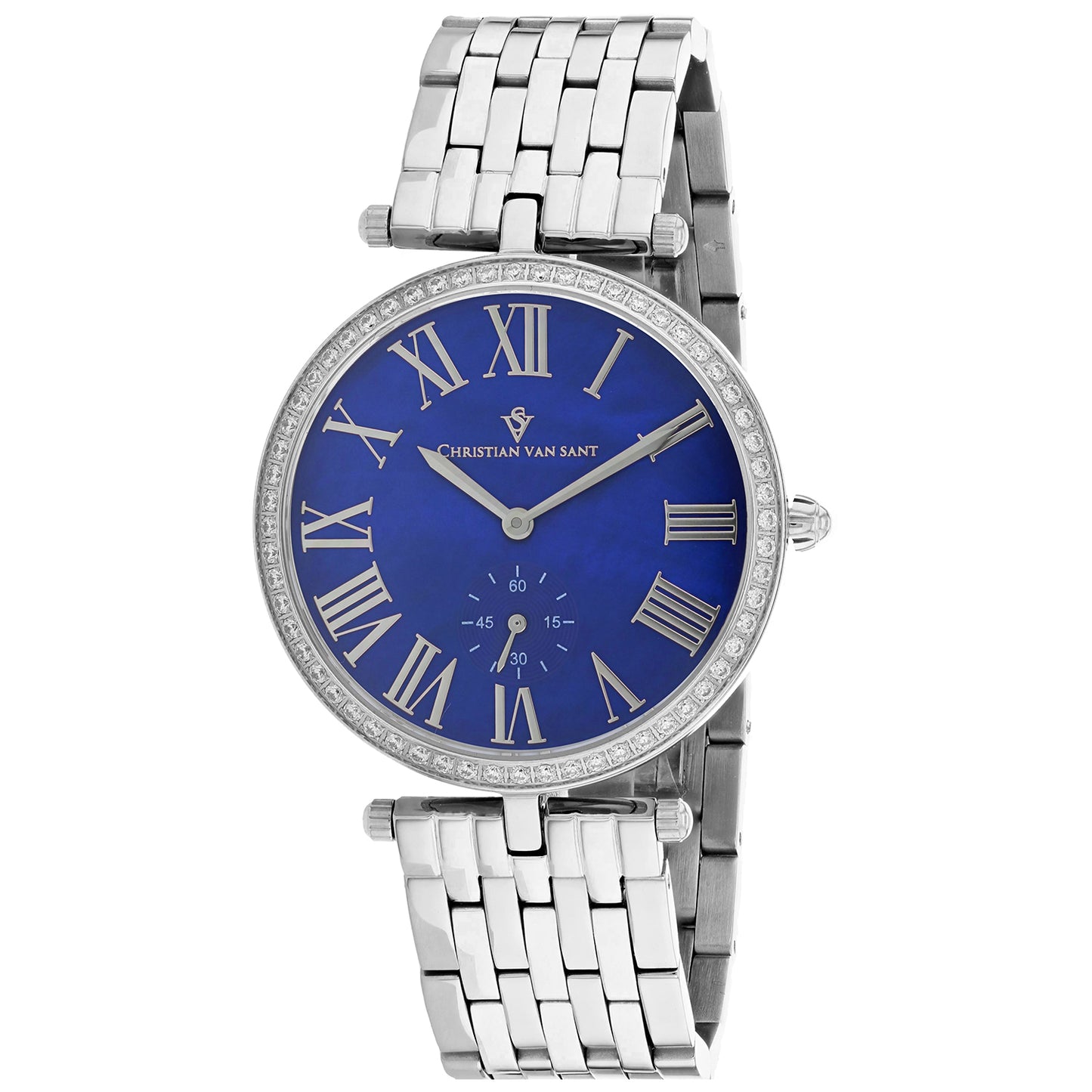 Christian Van Sant Women's 36mm Hush Quartz MOP Dial Crystal Bezel Bracelet Watch