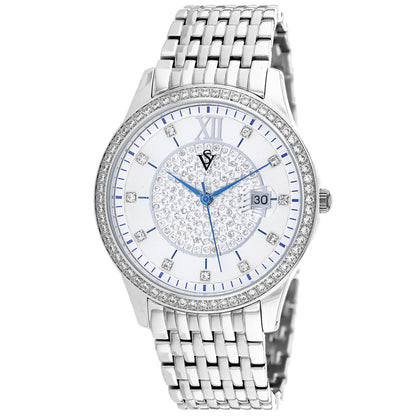 Christian Van Sant Women's 40mm Carla Quartz Date Crystal Detailed Bracelet Watch