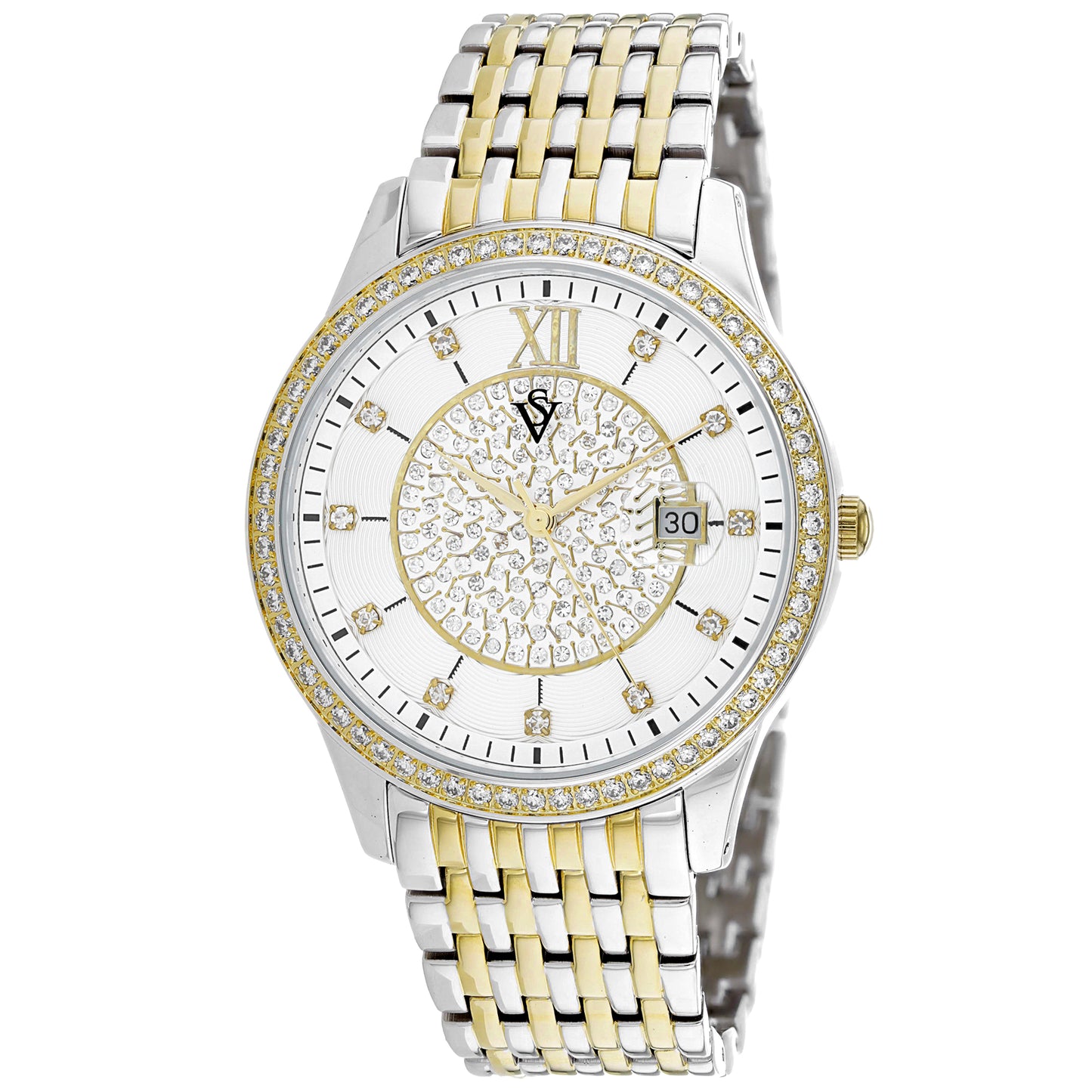 Christian Van Sant Women's 40mm Carla Quartz Date Crystal Detailed Bracelet Watch