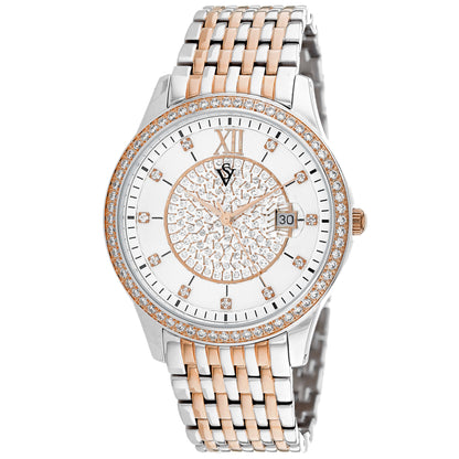 Christian Van Sant Women's 40mm Carla Quartz Date Crystal Detailed Bracelet Watch