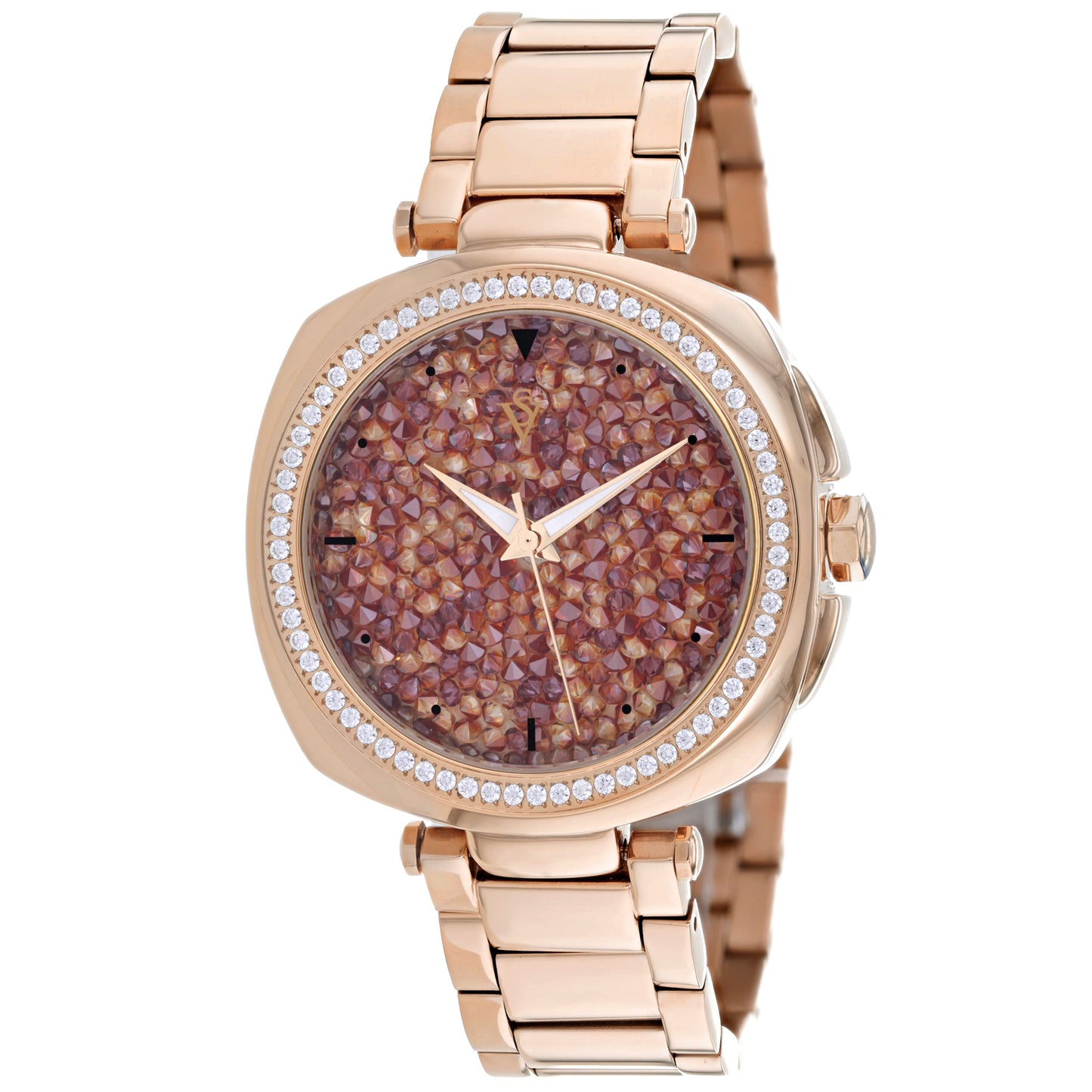Christian Van Sant Women's 40mm Mirabella Quartz Colorful Crystal Dial Square Bracelet Watch