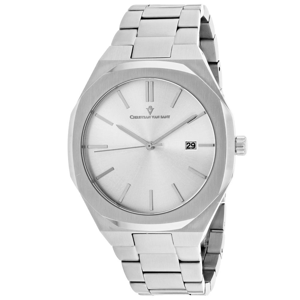 Christian Van Sant Men's 42mm Octavius Slim Quartz Date Sleek Bracelet Watch