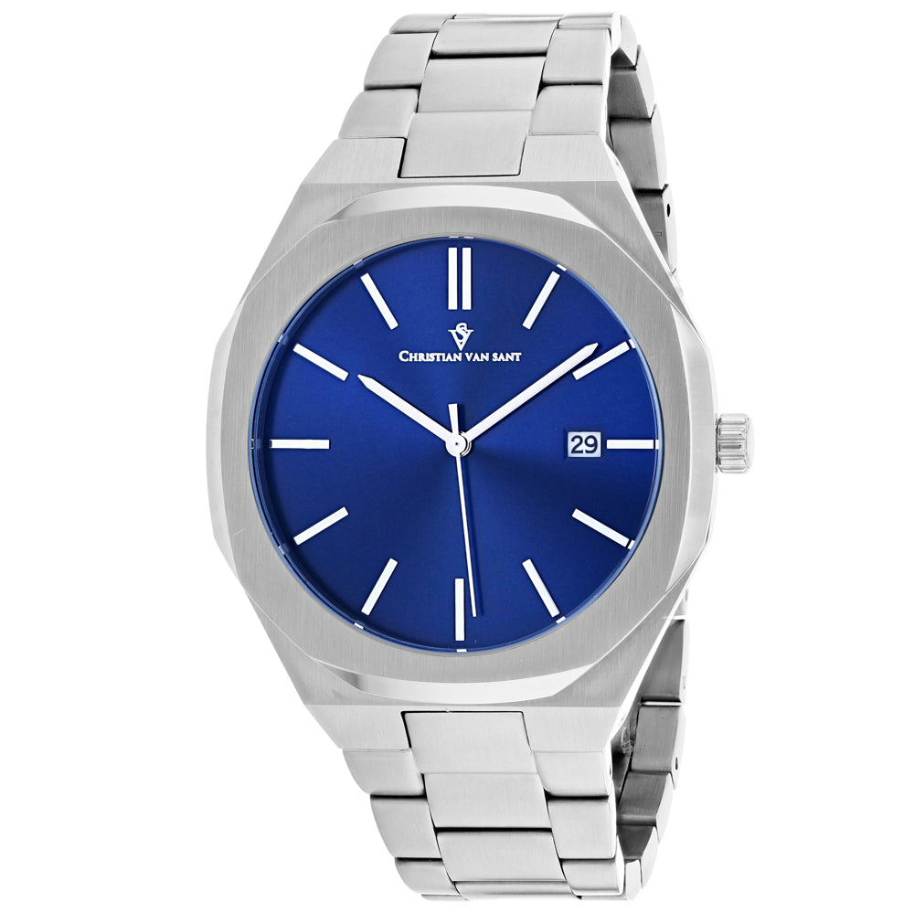 Christian Van Sant Men's 42mm Octavius Slim Quartz Date Sleek Bracelet Watch