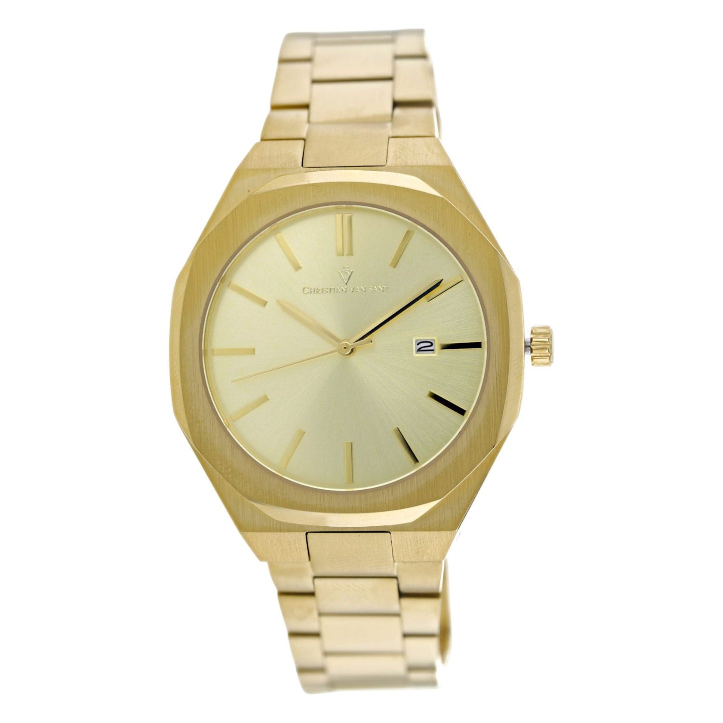 Christian Van Sant Men's 42mm Octavius Slim Quartz Date Sleek Bracelet Watch