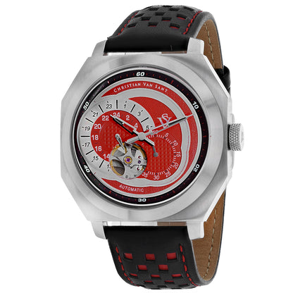 Christian Van Sant Men's 42mm Machina Automatic Interlocking Subdials Leather Strap Watch