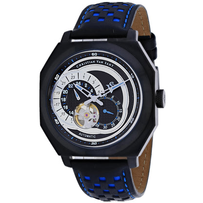 Christian Van Sant Men's 42mm Machina Automatic Interlocking Subdials Leather Strap Watch