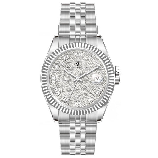 Christian Van Sant Men's 41mm Stellar Quartz Date Textured Dial Silvertone Bracelet Watch
