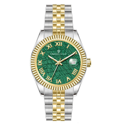 Christian Van Sant Men's 41mm Stellar Quartz Date Textured Dial Fluted Bezel Bracelet Watch