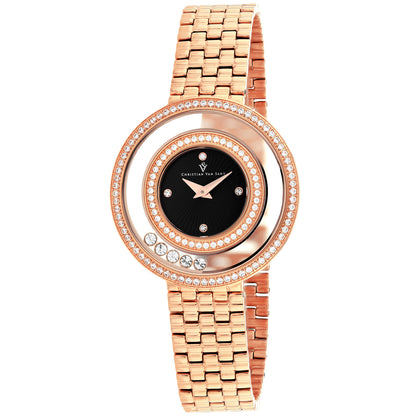 Christian Van Sant Women's 34mm Gracieuse Quartz Floating Crystal Double Halo Bracelet Watch