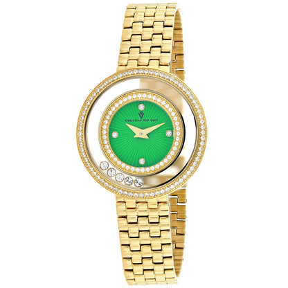 Christian Van Sant Women's 34mm Gracieuse Quartz Floating Crystal Double Halo Bracelet Watch