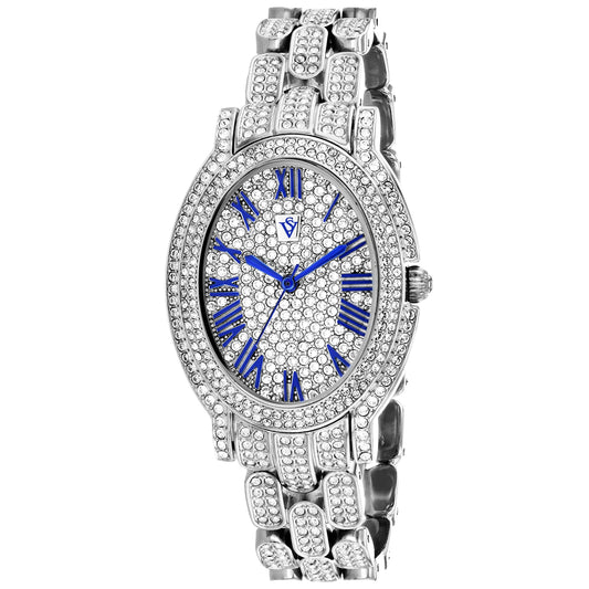 Christian Van Sant Women's 35mm Amore Quartz Crystal Pave Oval Bracelet Watch