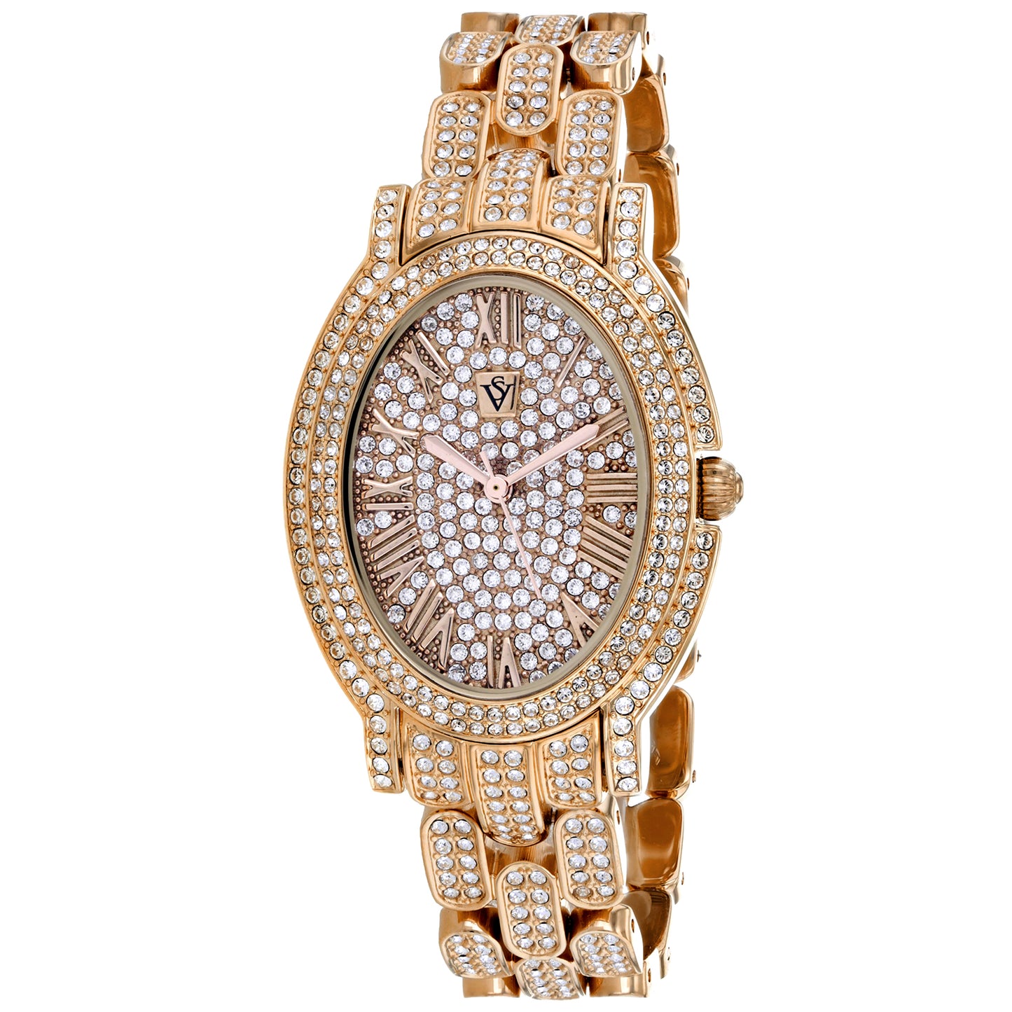Christian Van Sant Women's 35mm Amore Quartz Crystal Pave Oval Bracelet Watch