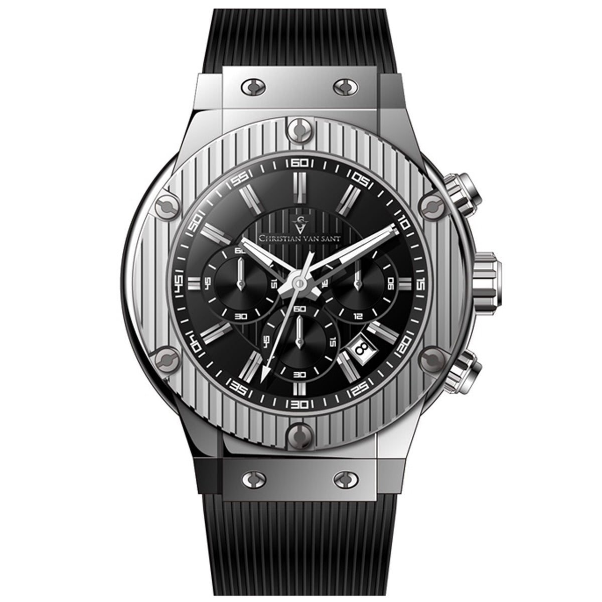 Christian Van Sant Men's 46mm Monarchy Quartz Chronograph Rubber Strap Watch