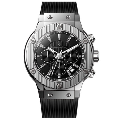 Christian Van Sant Men's 46mm Monarchy Quartz Chronograph Rubber Strap Watch