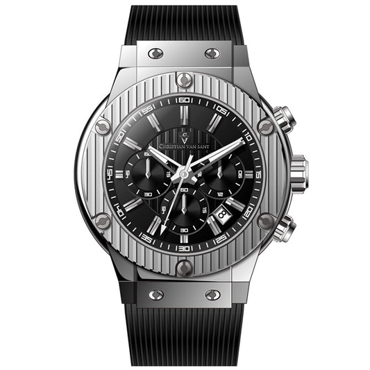 Christian Van Sant Men's 46mm Monarchy Quartz Chronograph Rubber Strap Watch