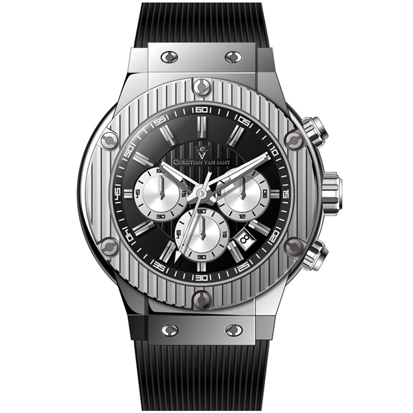 Christian Van Sant Men's 46mm Monarchy Quartz Chronograph Rubber Strap Watch