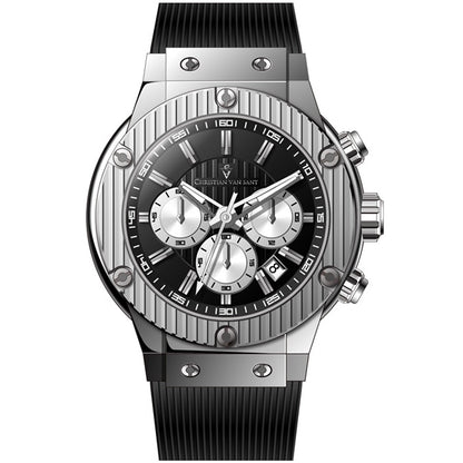 Christian Van Sant Men's 46mm Monarchy Quartz Chronograph Rubber Strap Watch