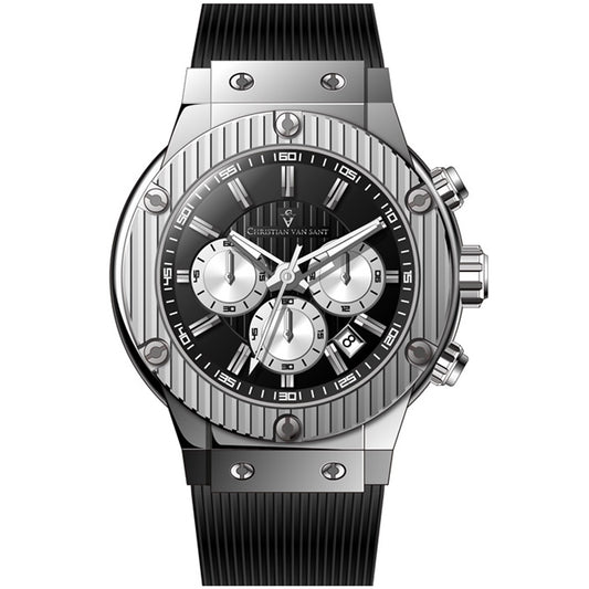 Christian Van Sant Men's 46mm Monarchy Quartz Chronograph Rubber Strap Watch