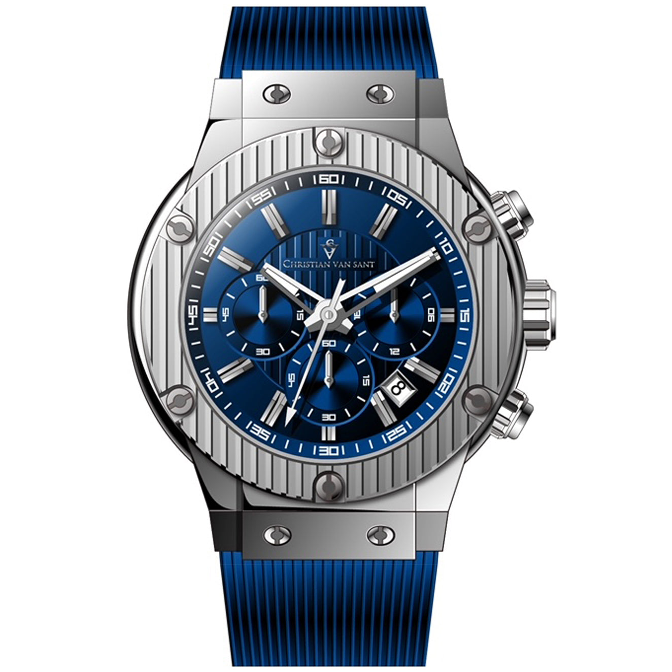 Christian Van Sant Men's 46mm Monarchy Quartz Chronograph Rubber