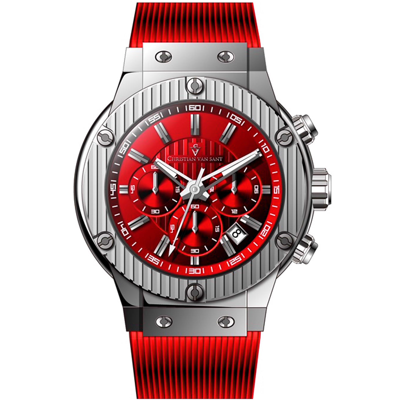 Christian Van Sant Men's 46mm Monarchy Quartz Chronograph Rubber Strap Watch