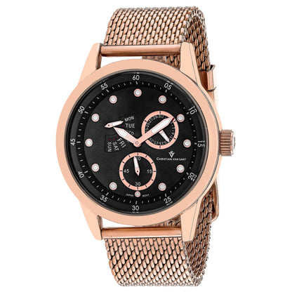 Christian Van Sant Men's 44mm Rio Quartz Multi-Function Day & Date Mesh Bracelet Watch